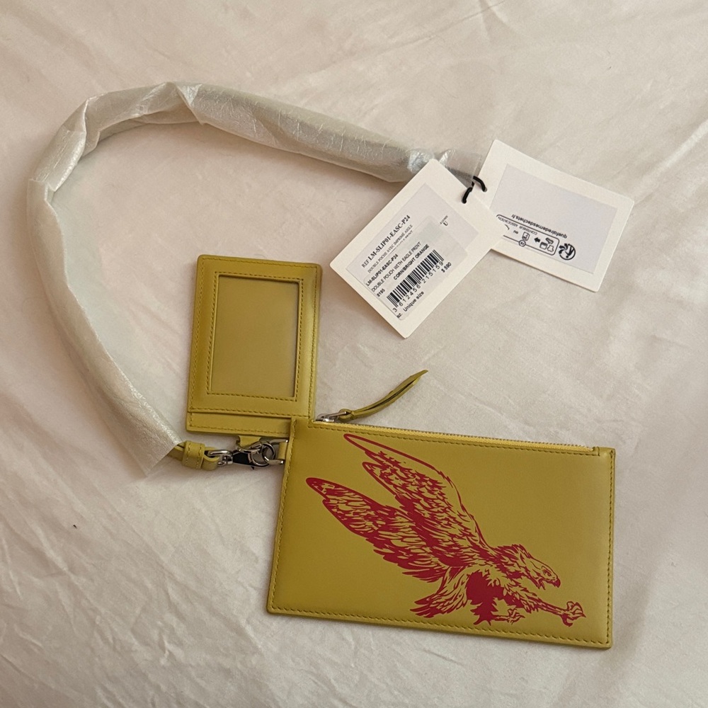 Yellow Lanvin Clutch with Eagle Print NWT
